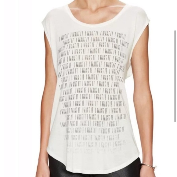 2/$30 Haute Hippie White Cream “I Want It” Graphic Sleeveless High-Low Tunic Top - Picture 3 of 11